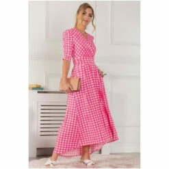 Jolie Moi Pink Elenora Ruched Sleeve Maxi Dress -Jolie Moi Shop unnamed file 407