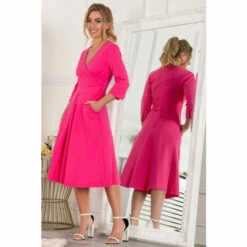 Jolie Moi Pink Paige 3/4 Sleeve Wrap Dress -Jolie Moi Shop unnamed file 417