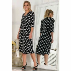 Jolie Moi Sylvie Black Wrap Collar Dress