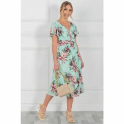 Jolie Moi Bethany Green Mesh Midi Dress