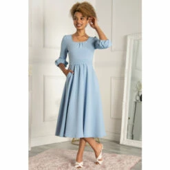 Jolie Moi Blue Bell Sleeve Flare Midi Dress -Jolie Moi Shop unnamed file 46