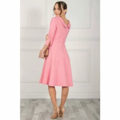 Jolie Moi Pink Kyndall 3/4th Sleeve Midi Dress -Jolie Moi Shop unnamed file 470