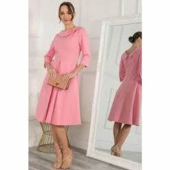 Jolie Moi Pink Kyndall 3/4th Sleeve Midi Dress -Jolie Moi Shop unnamed file 473