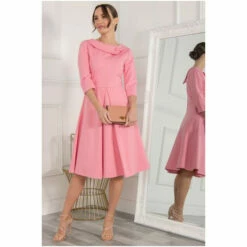 Jolie Moi Pink Kyndall 3/4th Sleeve Midi Dress -Jolie Moi Shop unnamed file 475