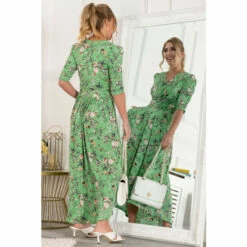 Jolie Moi Green Elenora Ruched Sleeve Maxi Dress -Jolie Moi Shop unnamed file 483
