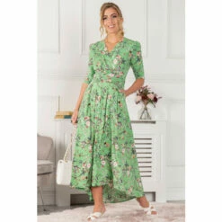 Jolie Moi Green Elenora Ruched Sleeve Maxi Dress -Jolie Moi Shop unnamed file 484