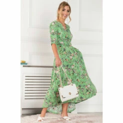 Jolie Moi Green Elenora Ruched Sleeve Maxi Dress -Jolie Moi Shop unnamed file 485