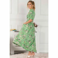 Jolie Moi Green Elenora Ruched Sleeve Maxi Dress -Jolie Moi Shop unnamed file 486