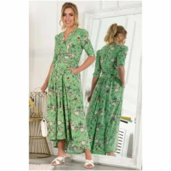 Jolie Moi Green Elenora Ruched Sleeve Maxi Dress -Jolie Moi Shop unnamed file 487