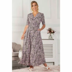 Jolie Moi Pink Kendall Wrap Front Maxi Dress