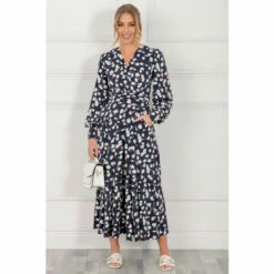 Jolie Moi Nancy Blue Long Sleeve Maxi Dress