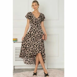 Jolie Moi Pink Gerrilyn Frill Print Dress -Jolie Moi Shop unnamed file 558