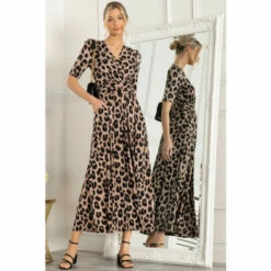 Jolie Moi Beatrice Brown Jersey Maxi Dress
