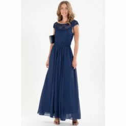 Jolie Moi Blue Basia Bridesmaid Lace Bodice Maxi Dress