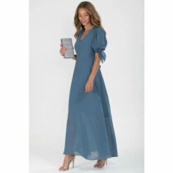 Jolie Moi Blue Puff Sleeve Chiffon Maxi Dress -Jolie Moi Shop unnamed file 612