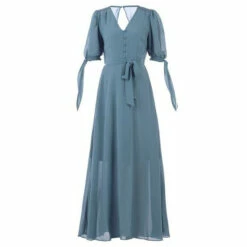 Jolie Moi Blue Puff Sleeve Chiffon Maxi Dress -Jolie Moi Shop unnamed file 615