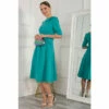 Jolie Moi Green Maayan Fold Neck Dress