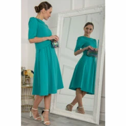 Jolie Moi Green Maayan Fold Neck Dress -Jolie Moi Shop unnamed file 618