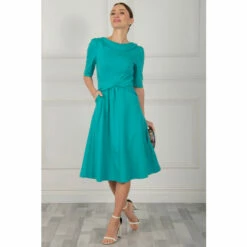 Jolie Moi Green Maayan Fold Neck Dress -Jolie Moi Shop unnamed file 619
