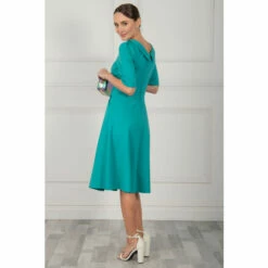 Jolie Moi Green Maayan Fold Neck Dress -Jolie Moi Shop unnamed file 620