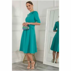 Jolie Moi Green Maayan Fold Neck Dress -Jolie Moi Shop unnamed file 621