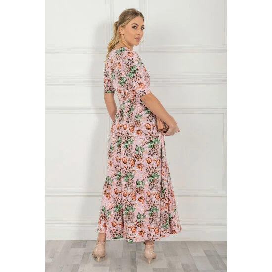 Jolie Moi Molly Pink Jersey Maxi Dress 4 Jolie Moi Molly Pink Jersey Maxi Dress - Image 2