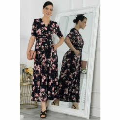 Jolie Moi Blue Kiera Wrap Front Maxi Dress