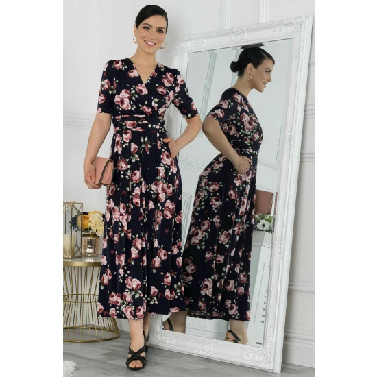 Jolie Moi Blue Kiera Wrap Front Maxi Dress 3 Jolie Moi Blue Kiera Wrap Front Maxi Dress