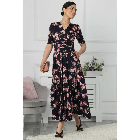 Jolie Moi Blue Kiera Wrap Front Maxi Dress 8 Jolie Moi Blue Kiera Wrap Front Maxi Dress - Image 6