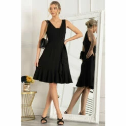 Jolie Moi Black Sonya Flounce Shift Dress
