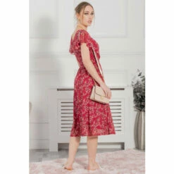 Jolie Moi Red Stacy Cross Front Mesh Dress -Jolie Moi Shop unnamed file 666