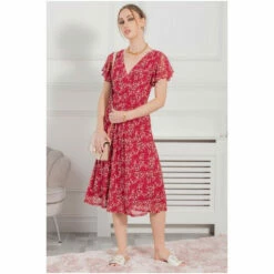 Jolie Moi Red Stacy Cross Front Mesh Dress -Jolie Moi Shop unnamed file 668