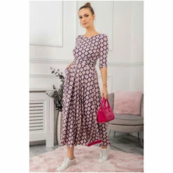 Jolie Moi Pink 3/4th Sleeve Jersey Maxi Dress -Jolie Moi Shop unnamed file 68
