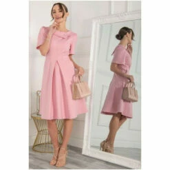 Jolie Moi Pink Valencia Button Collar Dress -Jolie Moi Shop unnamed file 696
