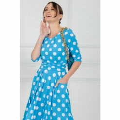 Jolie Moi Blue Deasia Polka Dot Print Maxi Dress -Jolie Moi Shop unnamed file 700