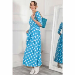 Jolie Moi Blue Deasia Polka Dot Print Maxi Dress -Jolie Moi Shop unnamed file 701