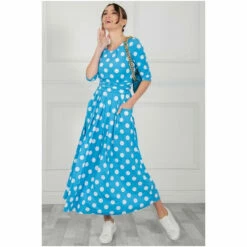 Jolie Moi Blue Deasia Polka Dot Print Maxi Dress -Jolie Moi Shop unnamed file 703