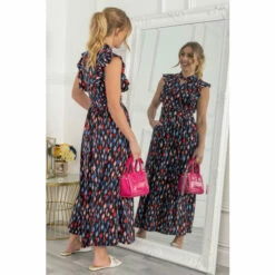 Jolie Moi Blue Ruffle Shoulder Maxi Dress -Jolie Moi Shop unnamed file 71