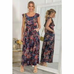 Jolie Moi Blue Adalena Frill Shoudler Maxi Dress -Jolie Moi Shop unnamed file 724