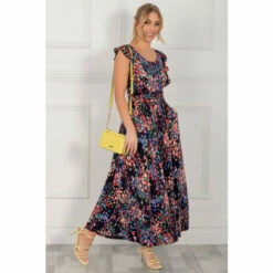 Jolie Moi Blue Adalena Frill Shoudler Maxi Dress -Jolie Moi Shop unnamed file 727