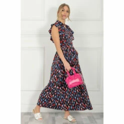 Jolie Moi Blue Ruffle Shoulder Maxi Dress -Jolie Moi Shop unnamed file 73