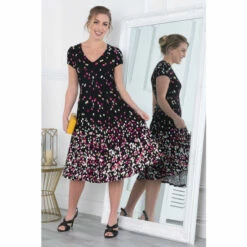 Jolie Moi Sasha Black Fit And Flare Midi Dress