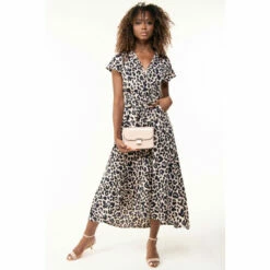 Jolie Moi Lola Pink Wrap Dip Hem Maxi Dress