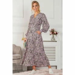 Jolie Moi Pink Allyn Long Sleeved Maxi Dress