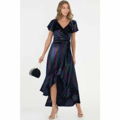 Jolie Moi Blue Print Ruffle Dip Hem Velvet Dress 10 Jolie Moi Blue Print Ruffle Dip Hem Velvet Dress -Jolie Moi Shop unnamed file 823