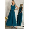 Jolie Moi Blue Plain Chiffon Maxi Dress