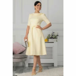 Jolie Moi Yellow Maayan Fold Neck Dress -Jolie Moi Shop unnamed file 83