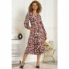 Jolie Moi Pink Oriana Abstract Print Midi Dress
