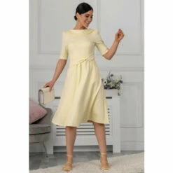 Jolie Moi Yellow Maayan Fold Neck Dress -Jolie Moi Shop unnamed file 85