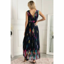 Jolie Moi Blue Printed Chiffon Belted Maxi Dress -Jolie Moi Shop unnamed file 855